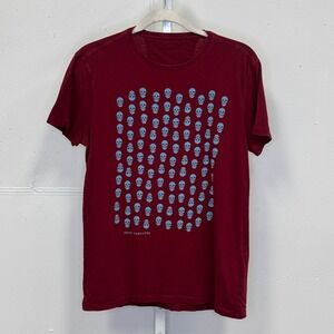 John Varvatos Star USA Mens Skull Graphic T-Shirt Burgundy Red Blue Small